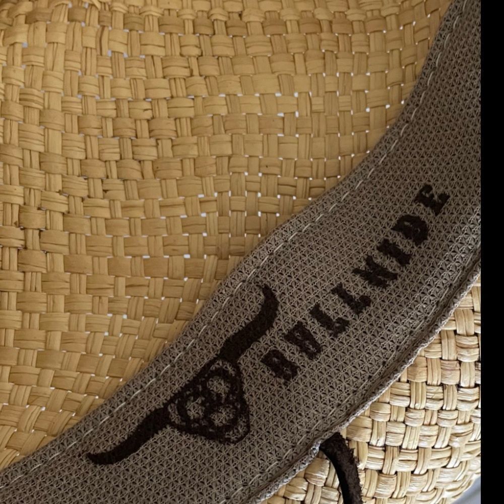 (SOLD) BULLHIDE Tan Woven Straw Western Cowboy Hat L - Picture 14 of 15